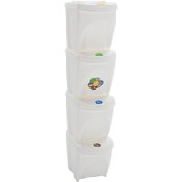 Cubos de basura apilables 4 uds polipropileno blanco 100 L