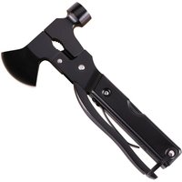 Multiherramienta Accesorios Para Acampar Equipo y Equipo De Supervivencia Mini Multiherramienta Hacha Martillo (Negro) - Minkurow