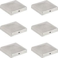 Tapas para postes de valla 6 uds metal galvanizado 101x101mm