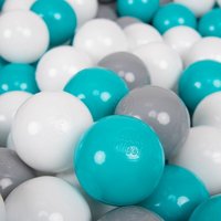 Kiddymoon - 50 ∅ 7Cm Bolas Colores De Plástico Para Piscina Certificadas Para Niños, Gris/Blanco/Turquesa - gris/blanco/turquesa