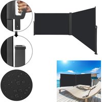 Celosías y paneles de ocultación Toldo extensible de doble cara, protección solar para balcón, terraza (160x600 cm, antracita) Hengmei