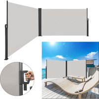 Celosías y paneles de ocultación Toldo extensible de doble cara, protección solar para balcón, terraza (180x600 cm, gris) HENGMEI