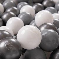 Kiddymoon - 50 ∅ 7Cm Bolas Colores De Plástico Para Piscina Certificadas Para Niños, Blanco/Gris/Plateado - blanco/gris/plateado