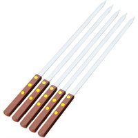 Minkurow - Pack de 16 brochetas para barbacoa con mango de madera, brochetas largas para barbacoa, brochetas para barbacoa de acero inoxidable, 55