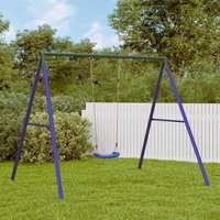 Estructura columpio exterior y 2 ganchos para colgar acero azul