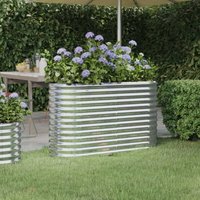 Vidaxl - Jardinera arriate acero recubrimiento polvo plata 114x40x68 cm Plateado
