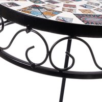 Set de 3 mesitas de jardín negras de hierro con mosaico