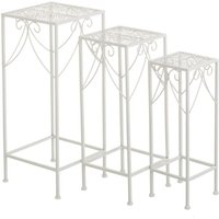 Set de 3 mesitas de jardín caladas blancas de hierro - Lolahome