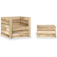 Set de muebles de palés jardín 2 piezas madera pino impregnada