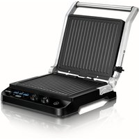MGR-11M Parrilla Eléctrica Doble Contact Grill Tapa Basculante Adaptable Altura, Regulador Temperatura 2000W Plata - Plata - MPM