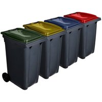 Jardin202 - Contenedor de basura reciclables 240L 2 ruedas Ecodiseño Negro - color: rojo