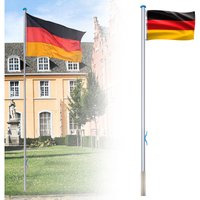 Froadp Asta de Bandera Altura Ajustable Aluminio Resistente a la Intemperie con Bandera con polea y Toma de Tierra Estable para hormigón Exterior