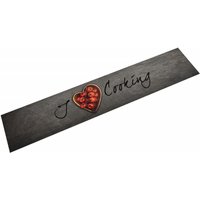 Alfombra de cocina lavable terciopelo texto Cooking 60x300 cm