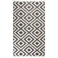 Alfombra al aire libre tejido suave de 115x170 cm negro y Claros beige