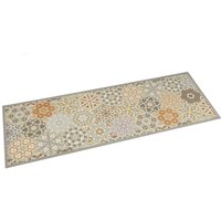 Alfombra de cocina lavable terciopelo hexágonos pastel 45x150cm