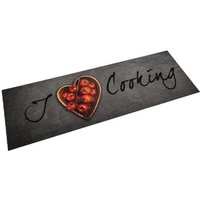 Alfombra de cocina lavable terciopelo texto Cooking 60x180 cm