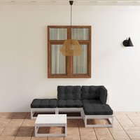 Conjunto de muebles de jardín 5 piezas Salón de Jardín y cojines madera pino maciza ES58382A