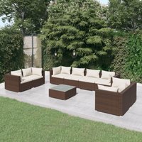 Maisonchic - Conjunto de muebles de jardín 9 piezas Salón de Jardín y cojines ratán sintético marrón ES99371A