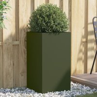 Jardinera de acero laminado en frío verde oliva 42x38x75 cm