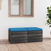 Otomanas de plalets de jardín 2 pzas cojines madera maciza pino