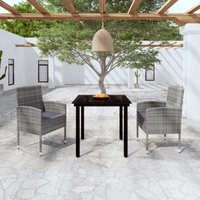 Furniture Limited - Juego de comedor de jardín 3 piezas gris