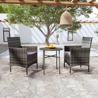 Maisonchic - Juego de comedor para jardín 3 piezas Conjunto de muebles de jardín ratán sintético gris ES17242A
