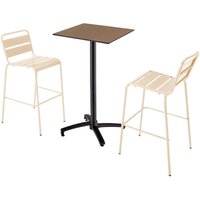 Mesa alta inclinable topo y 2 sillas altas blancas en conjunto - Costa de Marfil