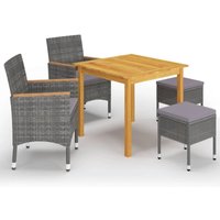 Prolenta Premium - Furniture Limited - Juego de comedor de jardín de 5 piezas gris