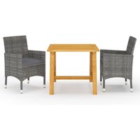 Maisonchic - Juego de comedor de jardín de 3 piezas Conjunto de muebles de jardín gris ES39335A