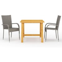 Juego de comedor para jardín 3 piezas Conjunto de muebles de jardín gris ES91988A