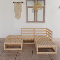 Juego de muebles de jardín 6 piezas madera maciza de pino
