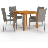 Maisonchic - Juego de comedor para jardín 5 piezas Conjunto de muebles de jardín gris ES74035A
