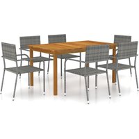 Juego de comedor para jardín de 7 piezas gris