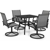Juego de comedor de jardín 5 piezas textilene y acero vidaXL - Gris