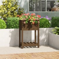 Jardinera de madera maciza de pino marrón 54x34,5x81 cm