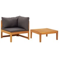Maisonchic - Conjunto de muebles de jardín 2 pzas Salón de Jardín cojines gris oscuro madera acacia ES43421A