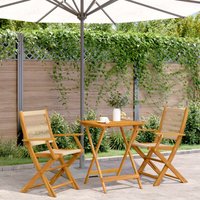 Juego de bistro de 3 piezas polipropileno y madera maciza beige