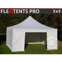 Dancover - Carpa plegable Carpa Rapida FleXtents pro 5x5m Blanco, Incl. 4 lados - Blanco