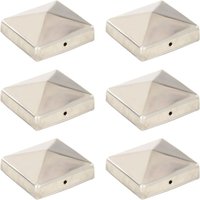 Tapas piramidales postes valla 6 uds acero inoxidable 81x81 mm
