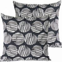 Oviala - Lote de 2 cojines cuadrados de poliéster maasai 45x45x8 cm - Negro/Blanco