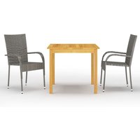 Juego de comedor para jardín 3 piezas gris