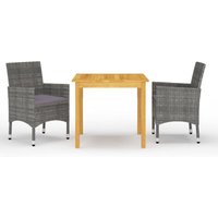 Maisonchic - Juego de comedor de jardín de 3 piezas Conjunto de muebles de jardín gris ES83191A