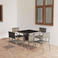 Maisonchic - Juego de comedor para jardín 5 piezas Conjunto de muebles de jardín ratán sintético gris ES51778A