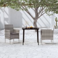 Maisonchic - Juego de comedor para jardín 3 piezas Conjunto de muebles de jardín con cojines gris y negro ES71291A