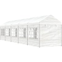 Cenador con techo polietileno blanco 11,15x2,28x2,69 m