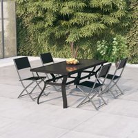Maisonchic - Juego de comedor de jardín 5 piezas Conjunto de muebles de jardín gris y negro ES40676A