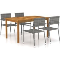 Juego de comedor para jardín de 5 piezas gris