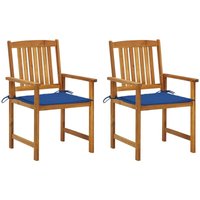 Juego de 2 Sillas de jardín con cojines modernas Sillones de exterior madera maciza de acacia ES18631A