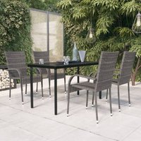Juego de comedor de jardín 5 piezas Conjunto de muebles de jardín gris y negro ES41117A