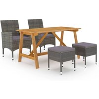 Juego de comedor de jardín de 5 piezas gris